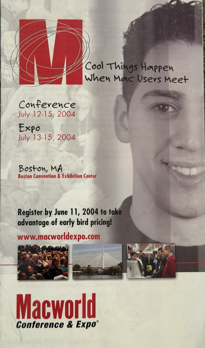 Michael deAgonia on the cover of the 2004 Macworld Conference & Expo Boston brochure